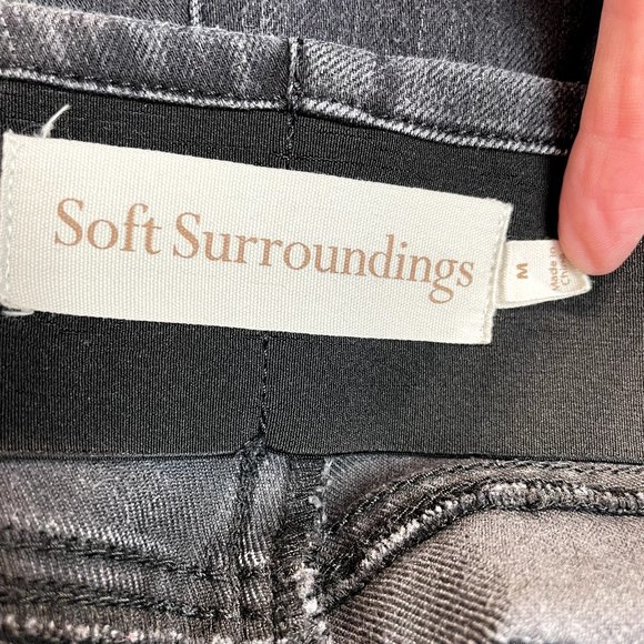 Soft Surroundings Pull On Jeans Medium Black High Rise Ultimate Bootcut Denim - Picture 6 of 7